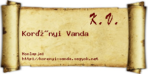 Korényi Vanda névjegykártya